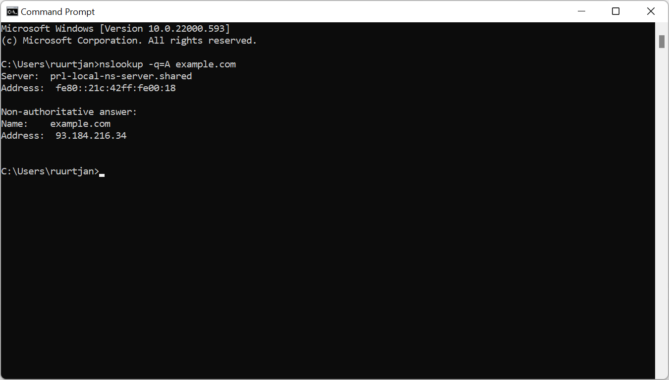 IPv4 address lookup in Windows