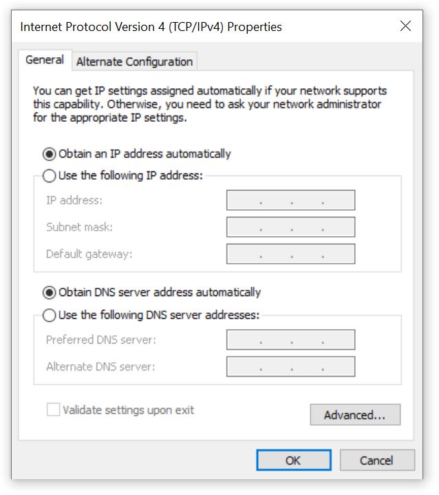 Settings to configure a dns resolver on Windows